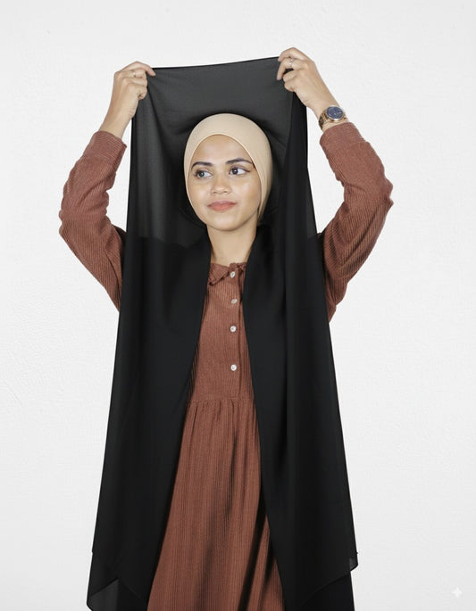 Instant Hijab - Black with Vanilla Cap