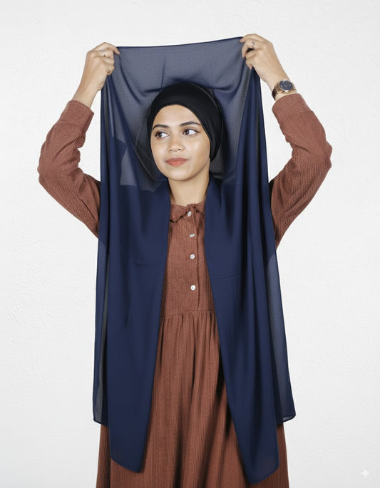 Instant Hijab - Navy Blue with Black Cap
