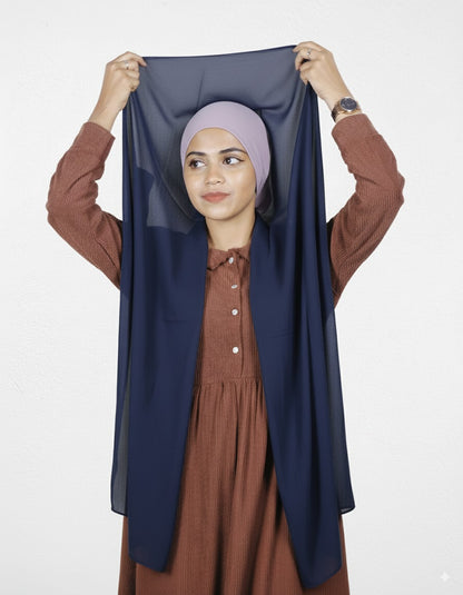 Slider Mag Hijab - Navy Blue with Lavender Cap