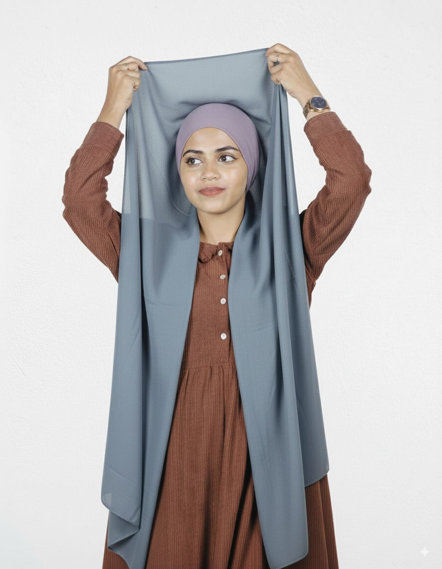 Slider Mag Hijab - Smoke with Lavender  Cap
